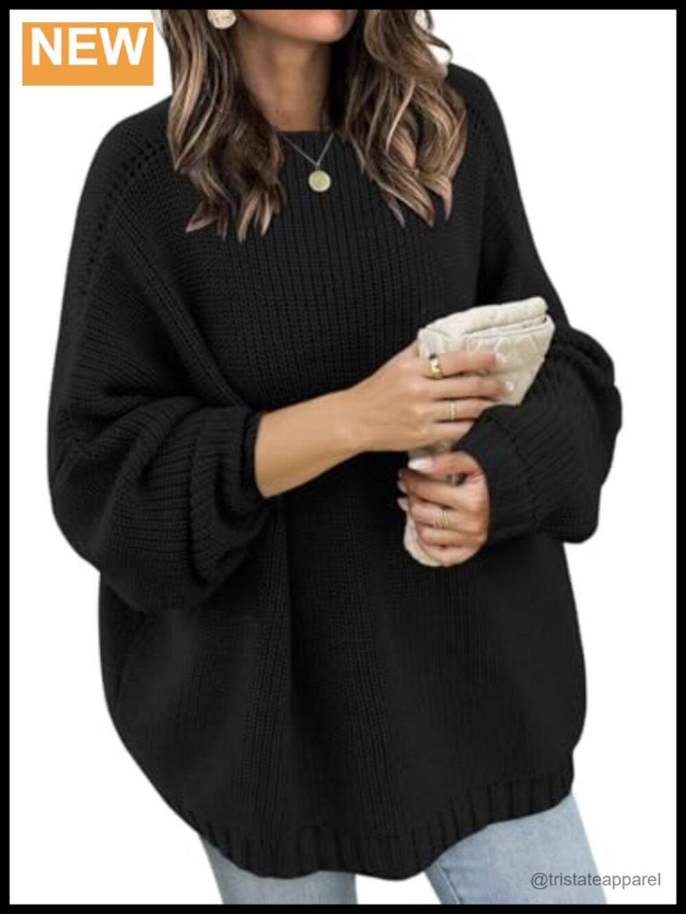 Women's Oversized Batwing Sleeve Knitted Pullover